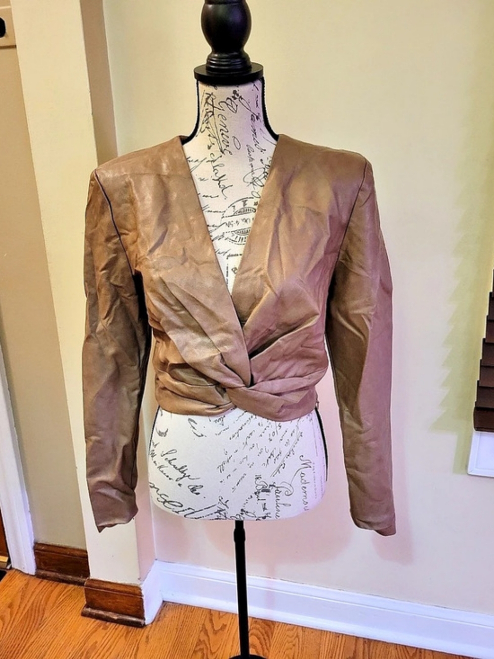 7 for all mankind Faux Leather Twist Front Top Size Small